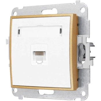 Gniazdo internetowe rj45 1x bez ramki seria MINI kolor biały mat/złoty