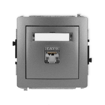 Mechanizm gniazda komputerowego pojedynczego 1xRJ45, kat. 6, ekranowany, 8-stykowy Karlik seria DECO 11DGK-5 kolor grafitowy