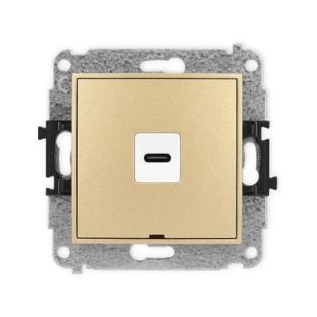 Mechanizm gniazda pojedynczego 1xUSB C-C, bez pola opisowego Karlik seria MINI 29MGUSBBO-7 kolor złoty