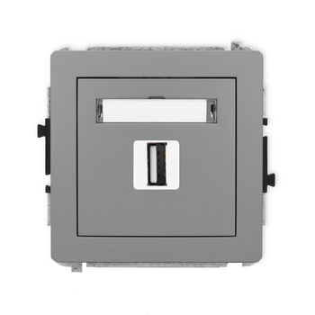 Mechanizm gniazda pojedynczego USB A-A 2.0 Karlik seria DECO 27DGUSB-1 kolor szary mat