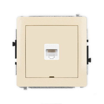 Mechanizm gniazda komputerowego pojedynczego 1xRJ45, kat. 5e, 8-stykowy, bez pola opisowego Karlik seria DECO 1DGKBO-1 kolor beżowy