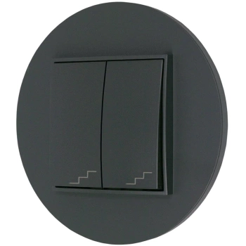 Włącznik schodowy podwójny z ramką okrągłą seria MINI kolor grafitowy mat