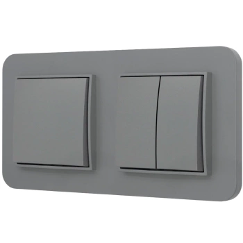Dwa włączniki pojedynczy i podwójny z ramką zaokrągloną seria MINI kolor szary mat