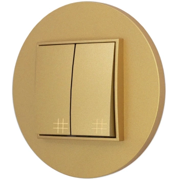 Włącznik krzyżowy podwójny z ramką okrągłą seria MINI kolor złoty