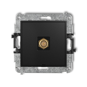 Mechanizm gniazda antenowego pojedynczego typu F SAT pozłacany, bez pola opisowego Karlik seria MINI 12MGFBO-1.1 kolor czarny mat