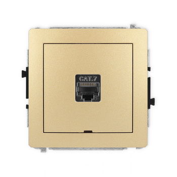 Mechanizm gniazda komputerowego pojedynczego 1xRJ45, kat. 7, ekranowany, 8-stykowy, bez pola opisowego Karlik seria DECO 29DGKBO-9 kolor złoty