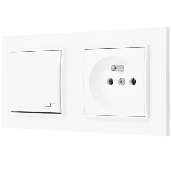 Włącznik schodowy z gniazdkiem kolor biały 3