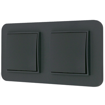 Dwa włączniki pojedyncze z ramką zaokrągloną seria MINI kolor grafitowy mat