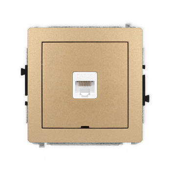 Mechanizm gniazda komputerowego pojedynczego 1xRJ45, kat. 5e, 8-stykowy, bez pola opisowego Karlik seria DECO 8DGKBO-1 kolor złoty metalik