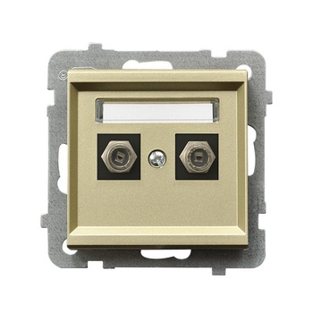 Gniazdo antenowe typu F podwójne seria SONATA kolor Szampański złoty symbol GPA-2RF/m/39