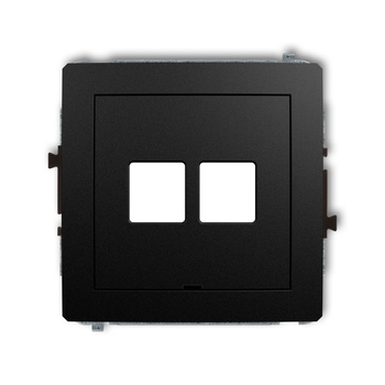 Mechanizm gniazda multimedialnego podwójnego bez modułu, bez pola opisowego standard Keystone Karlik seria DECO 12DGMBO-2P kolor czarny mat
