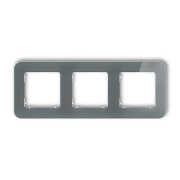 Ramka uniwersalna potrójna zaokrąglona - efekt szkła ramka: grafitowa spód: biały Karlik seria ICON 28-0-IRSZ-3 kolor grafitowy