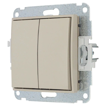 Mechanizm łącznika podwójnego krzyżowego bez piktogramu Karlik seria MINI 60MWP-66.1 kolor taupe