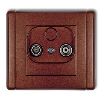 Gniazdo abonenckie RTV przelotowe 12dB Karlik seria FLEXI 9FG12P kolor brązowy metalik