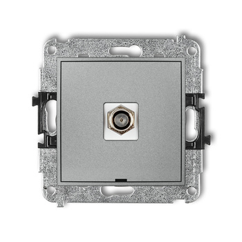 Mechanizm gniazda antenowego pojedynczego typu F SAT niklowany, bez pola opisowego Karlik seria MINI 7MGFBO-1 kolor srebrny metalik