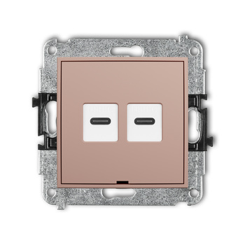 Mechanizm gniazda podwójnego 2xUSB C-C, bez pola opisowego Karlik seria ICON 62IGUSBBO-8 kolor łososiowy