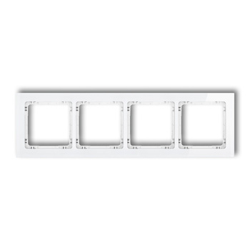 Ramka uniwersalna poczwórna - efekt szkła ramka: biała; spód: biały Karlik seria DECO 0-0-DRS-4 kolor biały