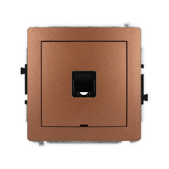Mechanizm gniazda komputerowego pojedynczego 1xRJ45, kat. 5e, 8-stykowy, bez pola opisowego Karlik seria DECO 9DGKBO-1 kolor brązowy metalik