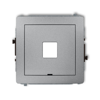 Mechanizm gniazda multimedialnego pojedynczego bez modułu, bez pola opisowego standard Keystone Karlik seria DECO 7DGMBO-1P kolor srebrny metalik