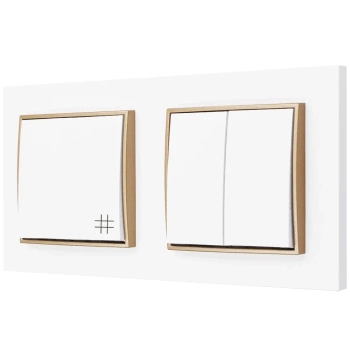 Włącznik światła podwójny i krzyżowy kolor biały/złoty