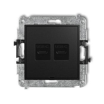 Mechanizm ładowarki USB podwójnej 2xUSB C, 20W max., bez pola opisowego Karlik seria ICON 12ICUSBBO-7 kolor czarny mat