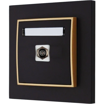 Gniazdo antenowe 1x z ramką karlik mini kolor czarny mat/złoty