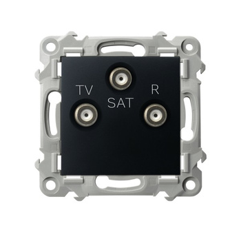 Gniazdo RTV-SAT końcowe seria SZAFIR kolor Czarny metalik symbol GPA-ZS/m/33
