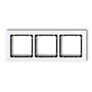 Ramka uniwersalna potrójna - efekt szkła ramka: biała; spód: czarny Karlik seria DECO 0-12-DRS-3 kolor biały