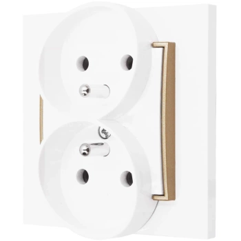 Gniazdo podwójne z ramką  karlik mini kolor biały/złoty