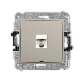 Mechanizm gniazda komputerowego pojedynczego 1xRJ45, kat. 5e, 8-stykowy, bez pola opisowego Karlik seria MINI 60MGKBO-1 kolor taupe