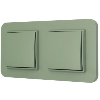 Dwa włączniki pojedyncze z ramką zaokrągloną seria MINI kolor szałwiowy