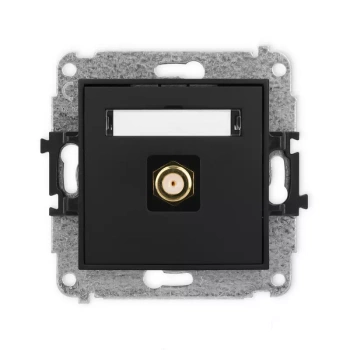 Mechanizm gniazda antenowego pojedynczego typu F SAT pozłacany Karlik seria MINI 12MGF-1.1 kolor czarny mat