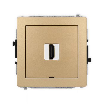 Mechanizm gniazda pojedynczego HDMI 2.0, 4K, bez pola opisowego Karlik seria DECO 8DHDMIBO-3 kolor złoty metalik
