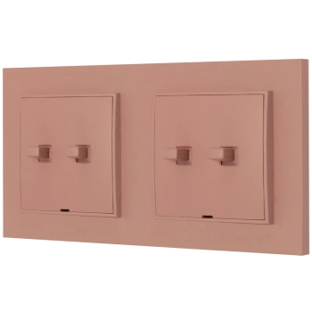 Dwa włączniki podwójne w stylu USA ramka kwadratowa seria Mini kolor łososiowy