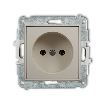 Mechanizm gniazda pojedynczego bez uziemienia 2P bez przesłon torów prądowych Karlik seria MINI 60MGP-1 kolor taupe