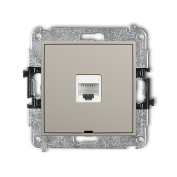 Mechanizm gniazda komputerowego pojedynczego 1xRJ45, kat. 6A, 8-stykowy, bez pola opisowego Karlik seria ICON 60IGKBO-7 kolor taupe
