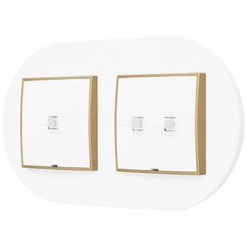 Włącznik pojedynczy i podwójny w stylu USA ramka okrągła seria Mini kolor biały/złoty