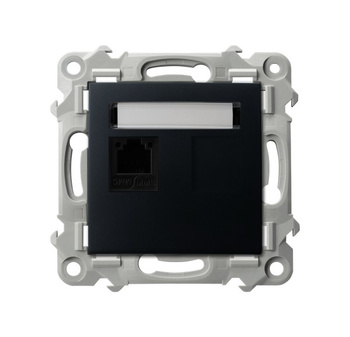 Gniazdo telefoniczne pojedyncze seria SZAFIR kolor Czarny metalik symbol GPT-1Z/m/33