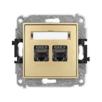 Mechanizm gniazda komputerowego podwójnego 2xRJ45, kat. 7, ekranowany, 8-stykowy Karlik seria MINI 29MGK-10 kolor złoty