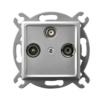 Gniazdo RTV-SAT przelotowe seria ARIA kolor Srebro symbol GPA-USP/m/18