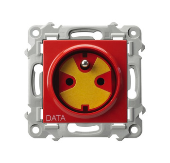 Gniazdo pojedyncze z uziemieniem DATA z kluczem uprawniającym seria SZAFIR kolor Biały symbol GP-1ZZK/m/00