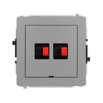 Mechanizm gniazda głośnikowego podwójnego, bez pola opisowego Karlik seria DECO 27DGGBO-2 kolor szary mat