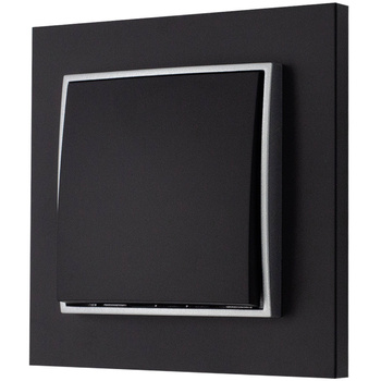 Włącznik pojedynczy z ramką karlik mini kolor czarny mat/srebrny