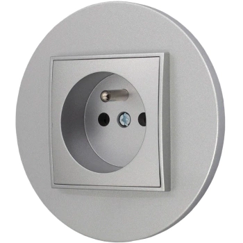 Gniazdo pojedyncze z ramką okrągłą seria MINI kolor srebrny