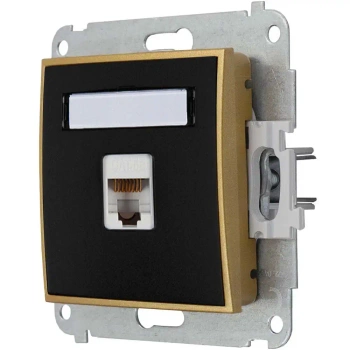 Gniazdo internetowe 1x bez ramki karlik mini kolor czarny mat/złoty