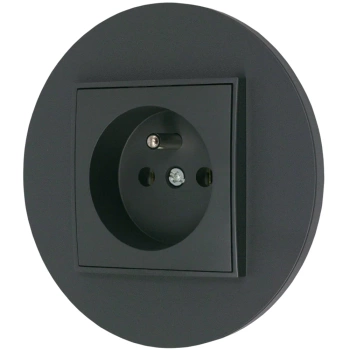 Gniazdo pojedyncze z ramką okrągłą seria MINI kolor grafitowy mat