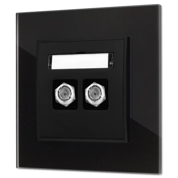 Gniazdo antenowe 2x z ramką kwadratową efekt szkła seria ICON kolor czarny