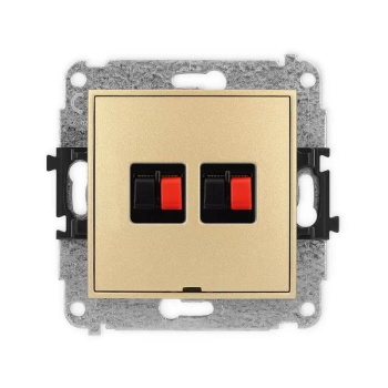 Mechanizm gniazda głośnikowego podwójnego, bez pola opisowego Karlik seria MINI 29MGGBO-2 kolor złoty