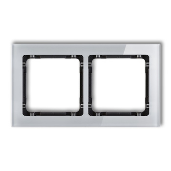 Ramka uniwersalna podwójna- efekt szkła ramka: szara; spód: czarny Karlik seria DECO 15-12-DRS-2 kolor szary