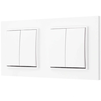 Dwa włączniki podwójne z ramką prostą seria MINI kolor biały mat